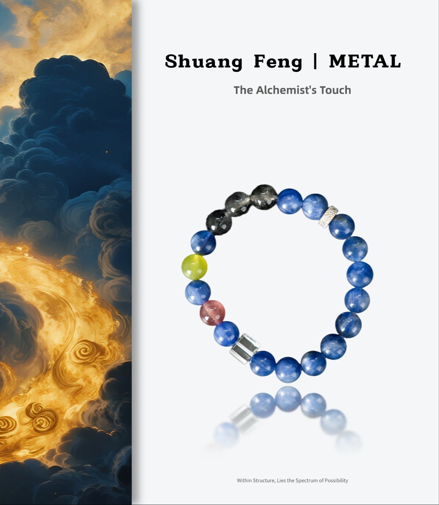 Fanmala Shuang Feng "Metal Series" Bracelet - Five Elements Jewelry for Balancing Strong Metal Element, Handmade Gemstone Remedy for Clarity, Flexibility & Precision