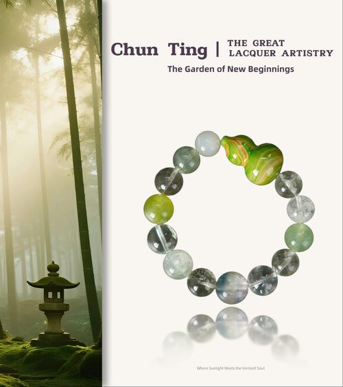 Fanmala Chun Ting "The Great Lacquer Artistry" Bracelet - Imperial Design with Artisan Lacquer Gourd & Gemstones for New Growth, Family Prosperity & Auspicious Blessings