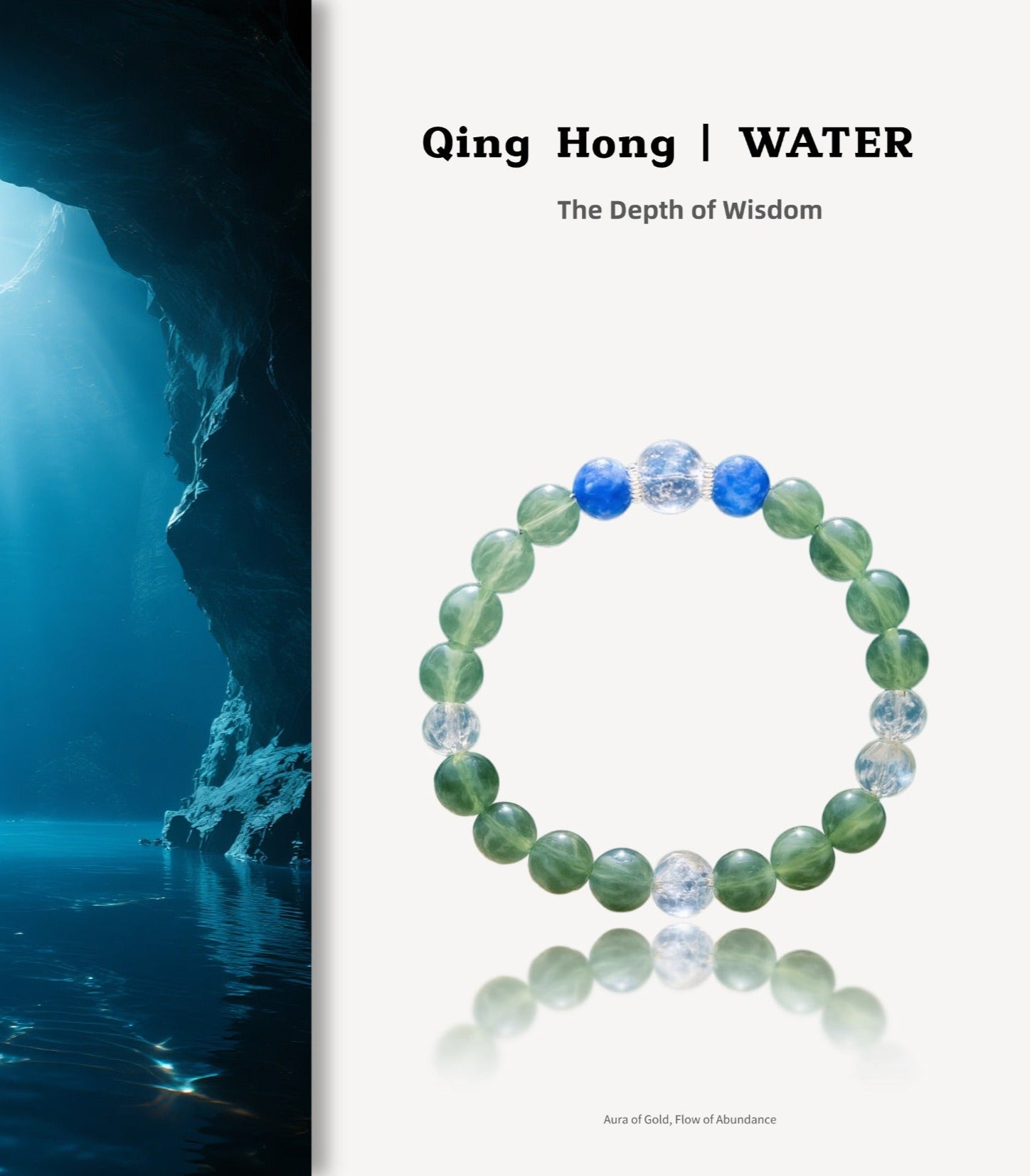Fanmala Qing Hong "Water Series" Bracelet - Five Elements Jewelry for Balancing Weak Water Element, Handmade Gemstone Remedy for Wisdom, Intuition & Abundance