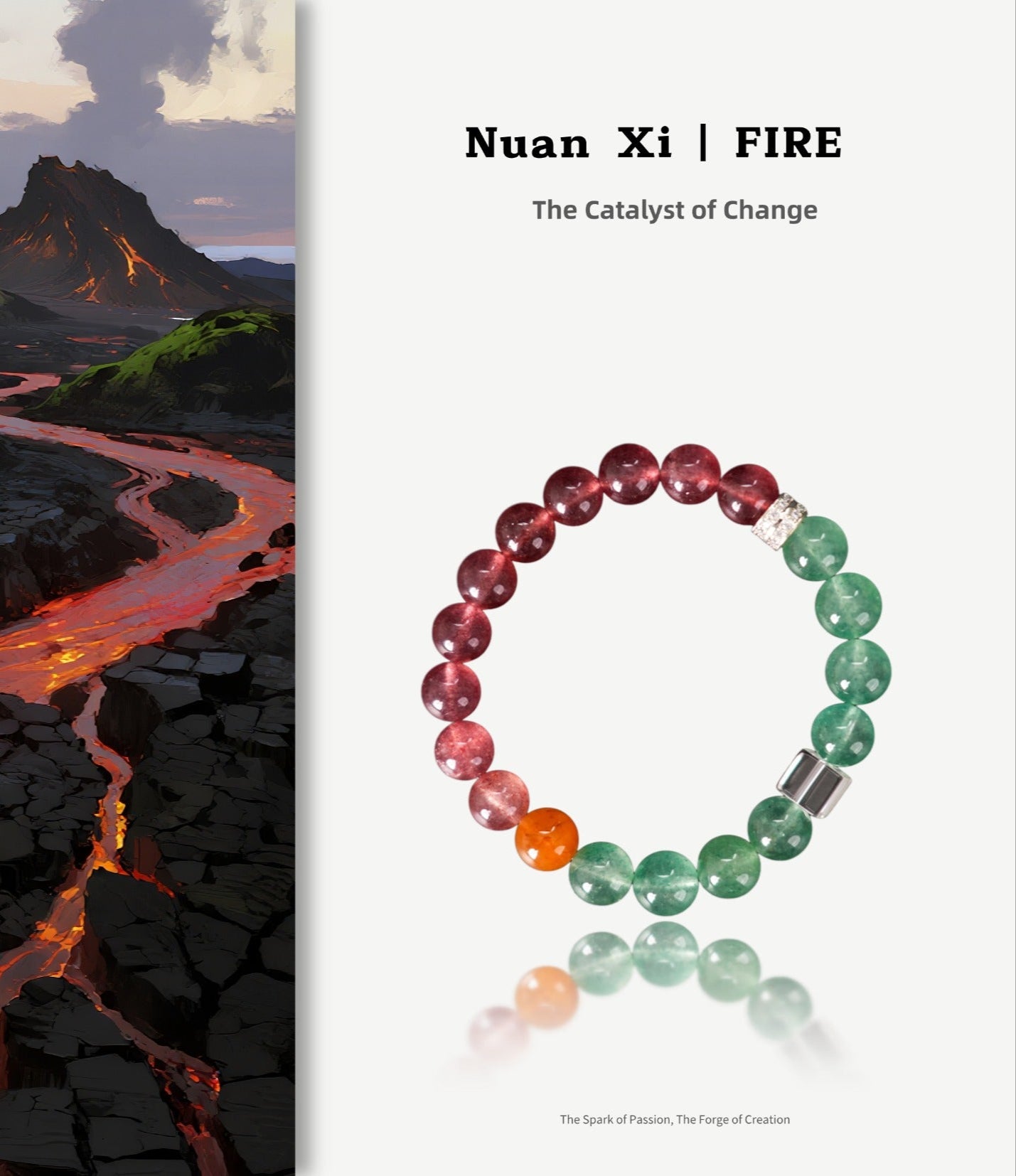 Fanmala Nuan Xi "Fire Series" Bracelet - Five Elements Jewelry for Balancing Weak Fire Element, Handmade Gemstone Remedy for Passion, Action & Transformation