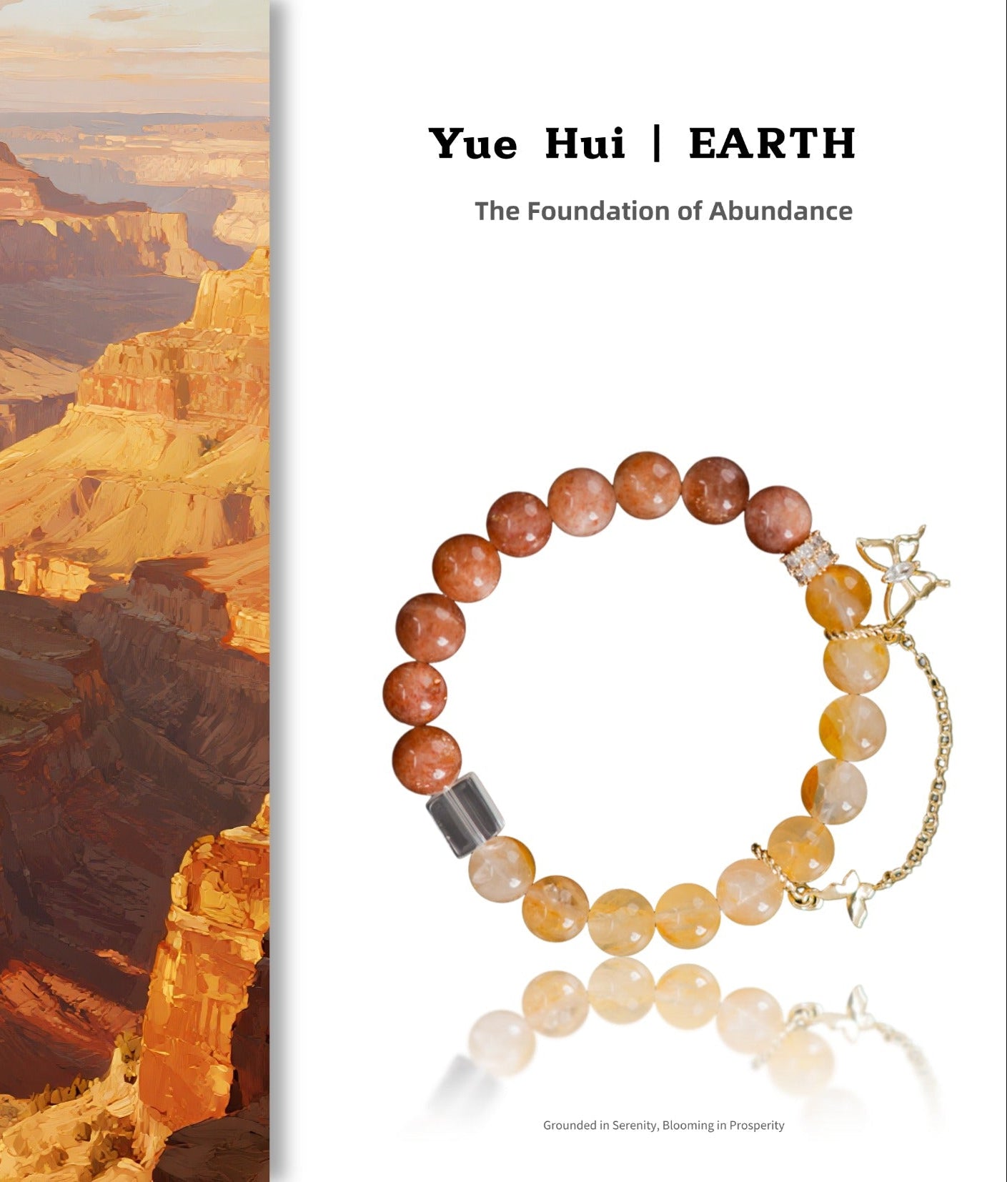 Fanmala Yue Hui "Earth Series" Bracelet - Five Elements Jewelry for Balancing Weak Earth Element, Handmade Gemstone Remedy for Stability, Nurturing & Abundance