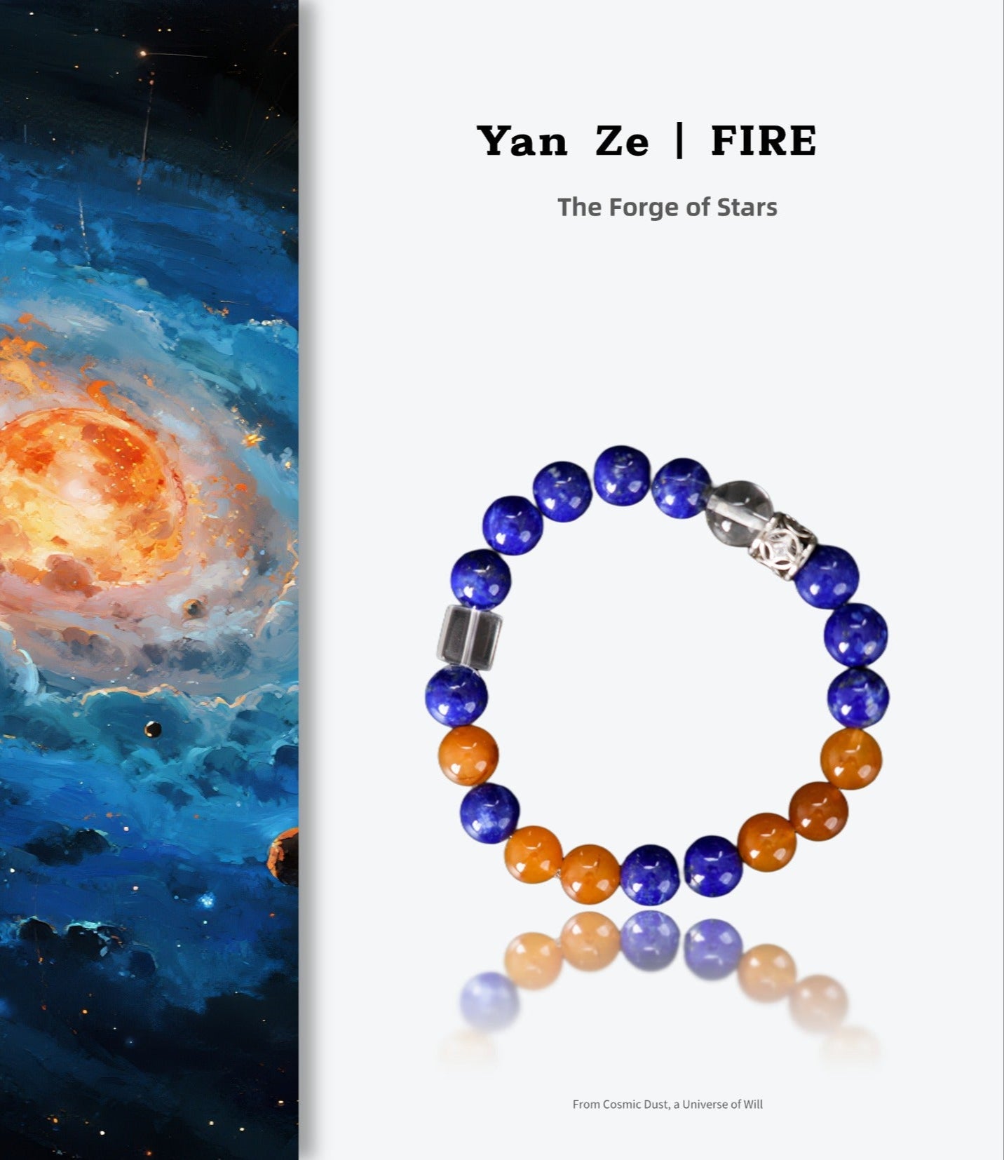 Fanmala Yan Ze "Fire Series" Bracelet - Five Elements Jewelry for Balancing Strong Fire Element, Handmade Gemstone Remedy for Composure, Focus & Manifestation