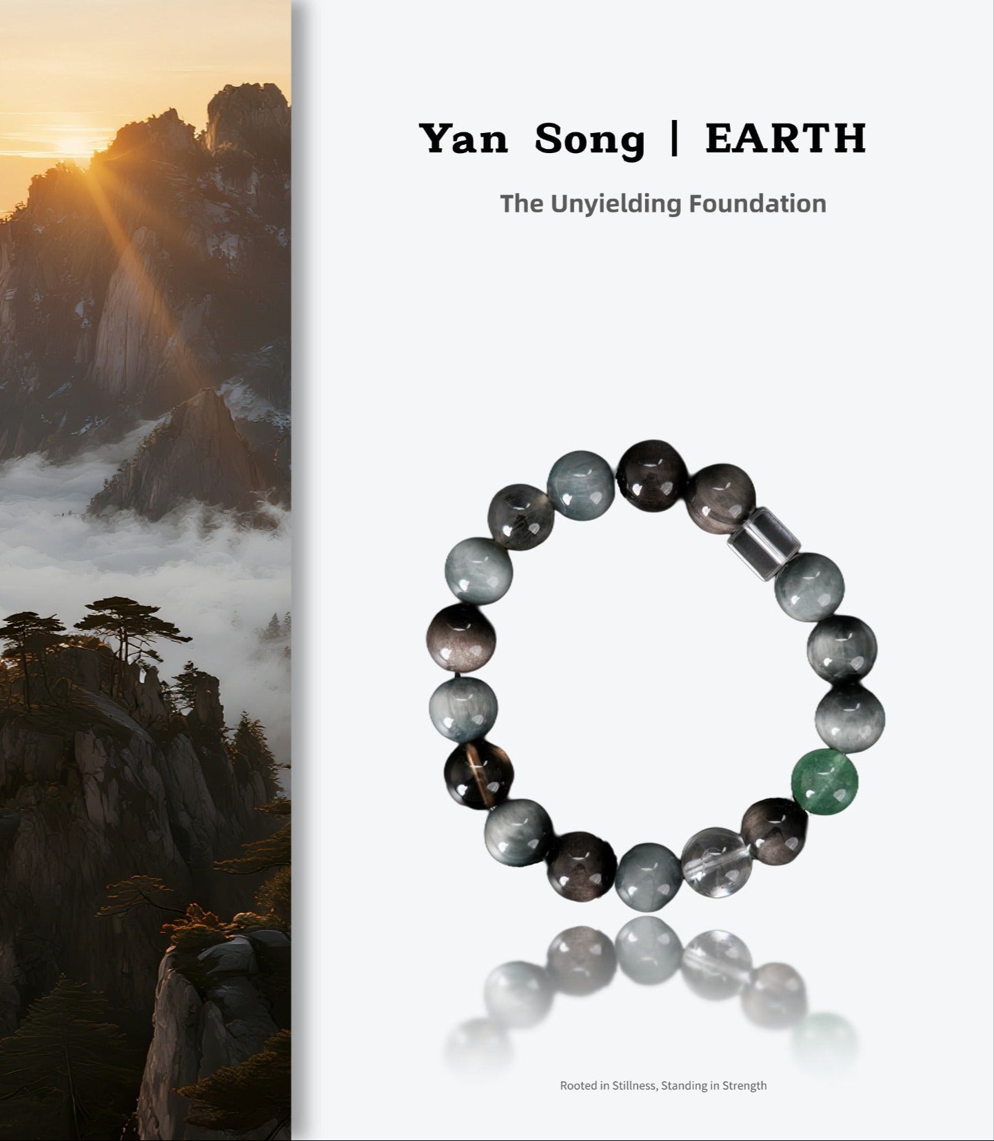 Fanmala Yan Song "Earth Series" Bracelet - Five Elements Jewelry for Balancing Strong Earth Element, Handmade Gemstone Remedy for Structure, Refinement & Prosperity