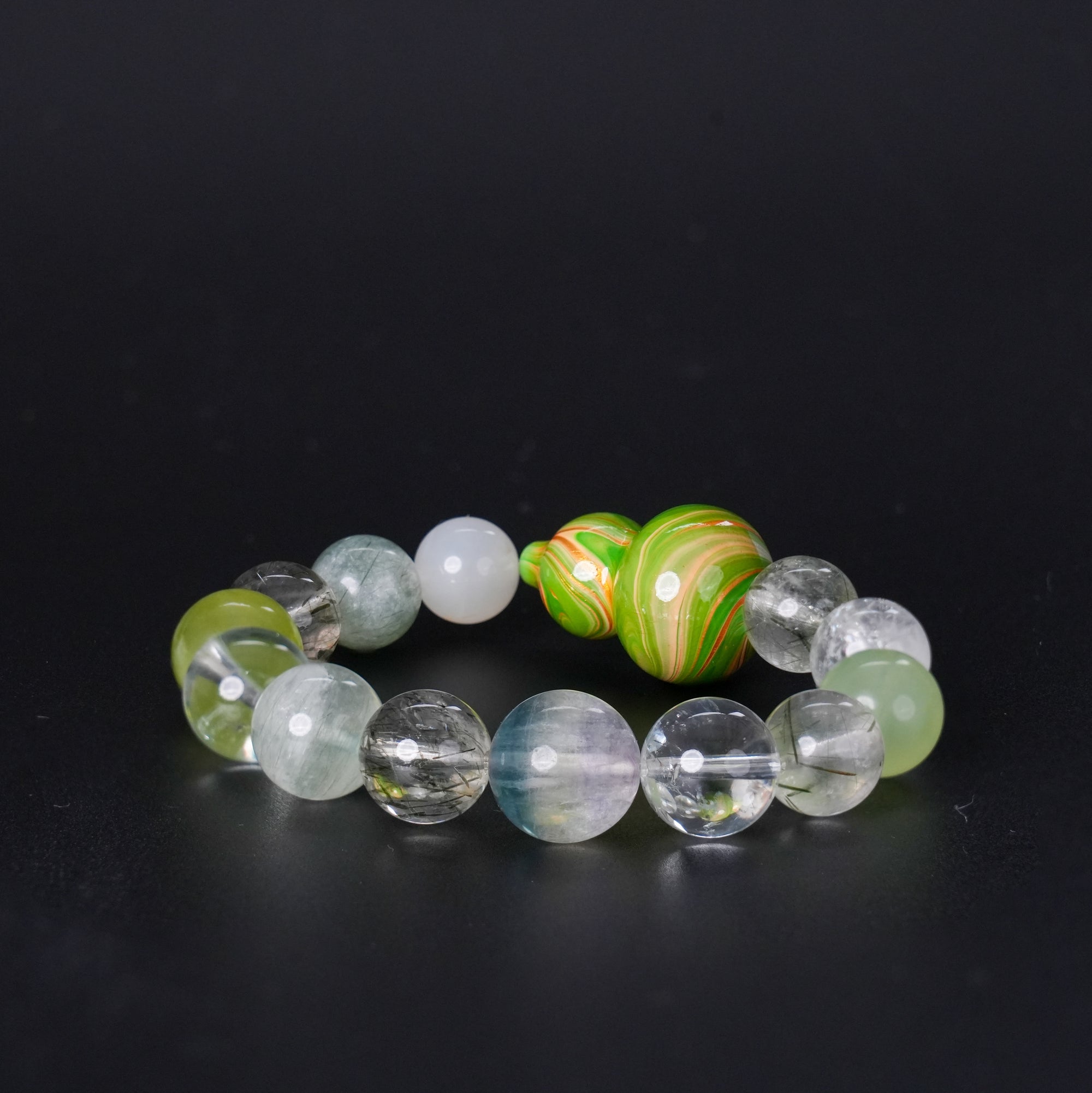 Fanmala Chun Ting "The Great Lacquer Artistry" Bracelet - Imperial Design with Artisan Lacquer Gourd & Gemstones for New Growth, Family Prosperity & Auspicious Blessings