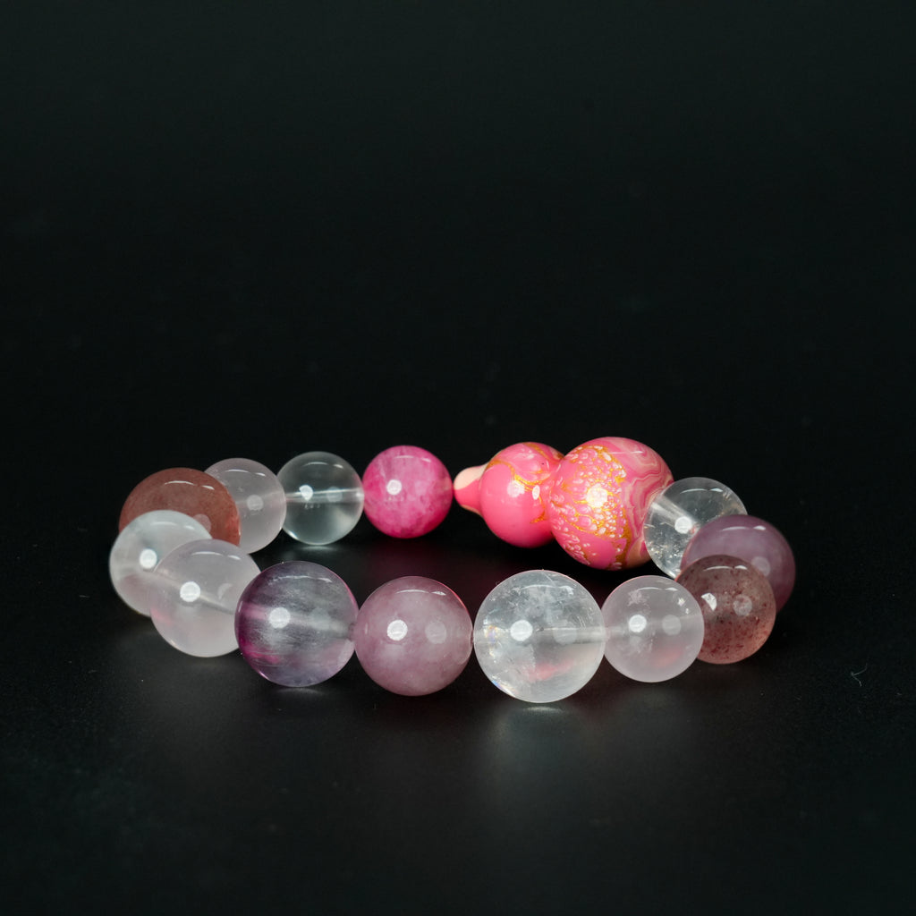 Fanmala Hong Lou "The Great Lacquer Artistry" Bracelet - Poetic Design with Artisan Lacquer Gourd & Gemstones for Attracting Love, Serendipity & Heartfelt Blessings