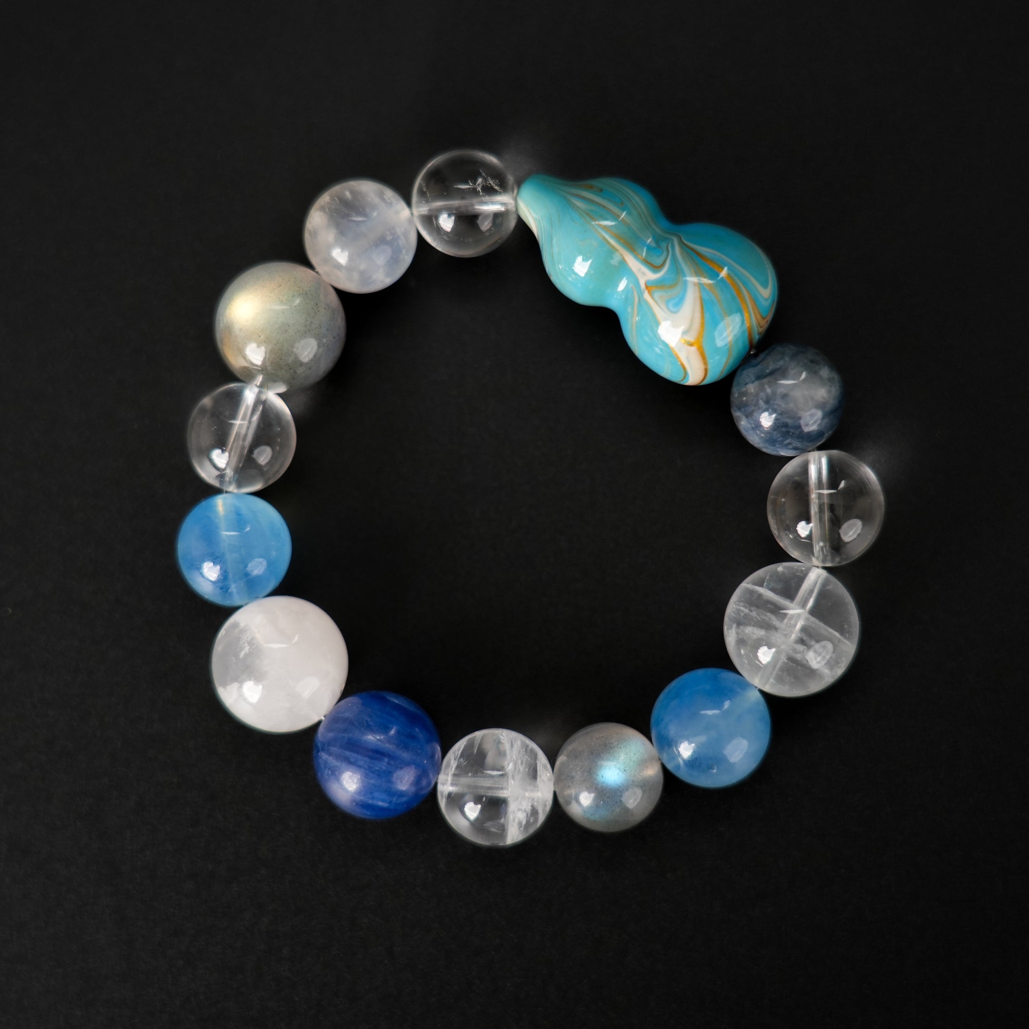 Fanmala Liu Yan "The Great Lacquer Artistry" Bracelet - Imperial Design with Artisan Lacquer Gourd & Gemstones for Enduring Blessings and Auspicious Fortune