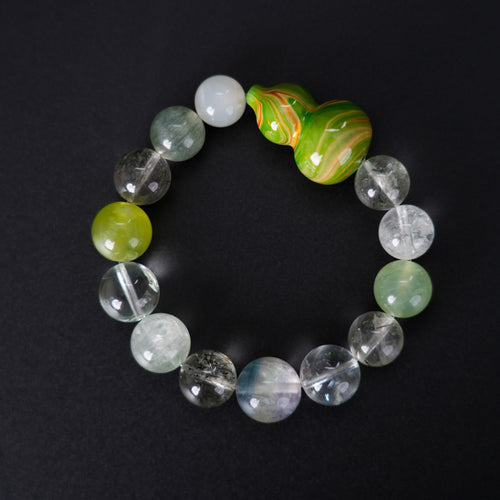 Fanmala Chun Ting "The Great Lacquer Artistry" Bracelet - Imperial Design with Artisan Lacquer Gourd & Gemstones for New Growth, Family Prosperity & Auspicious Blessings